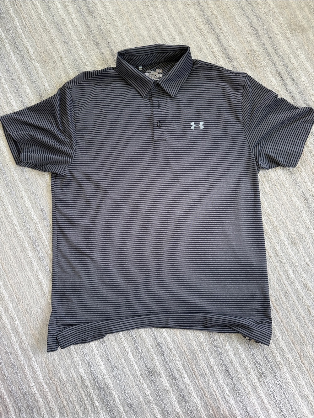 Under Armour Men's Black & Gray Micro-Striped Polo